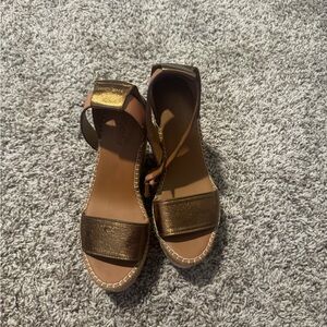 See by Chloe  bronze espadrille weddge